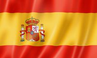 "Spain flag, three dimensional render, satin texture"